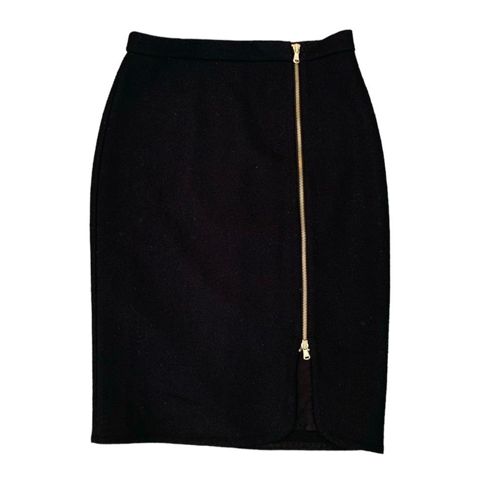 J. Crew Black Wool Pencil Skirt with Asymmetrical Zipper Size 4